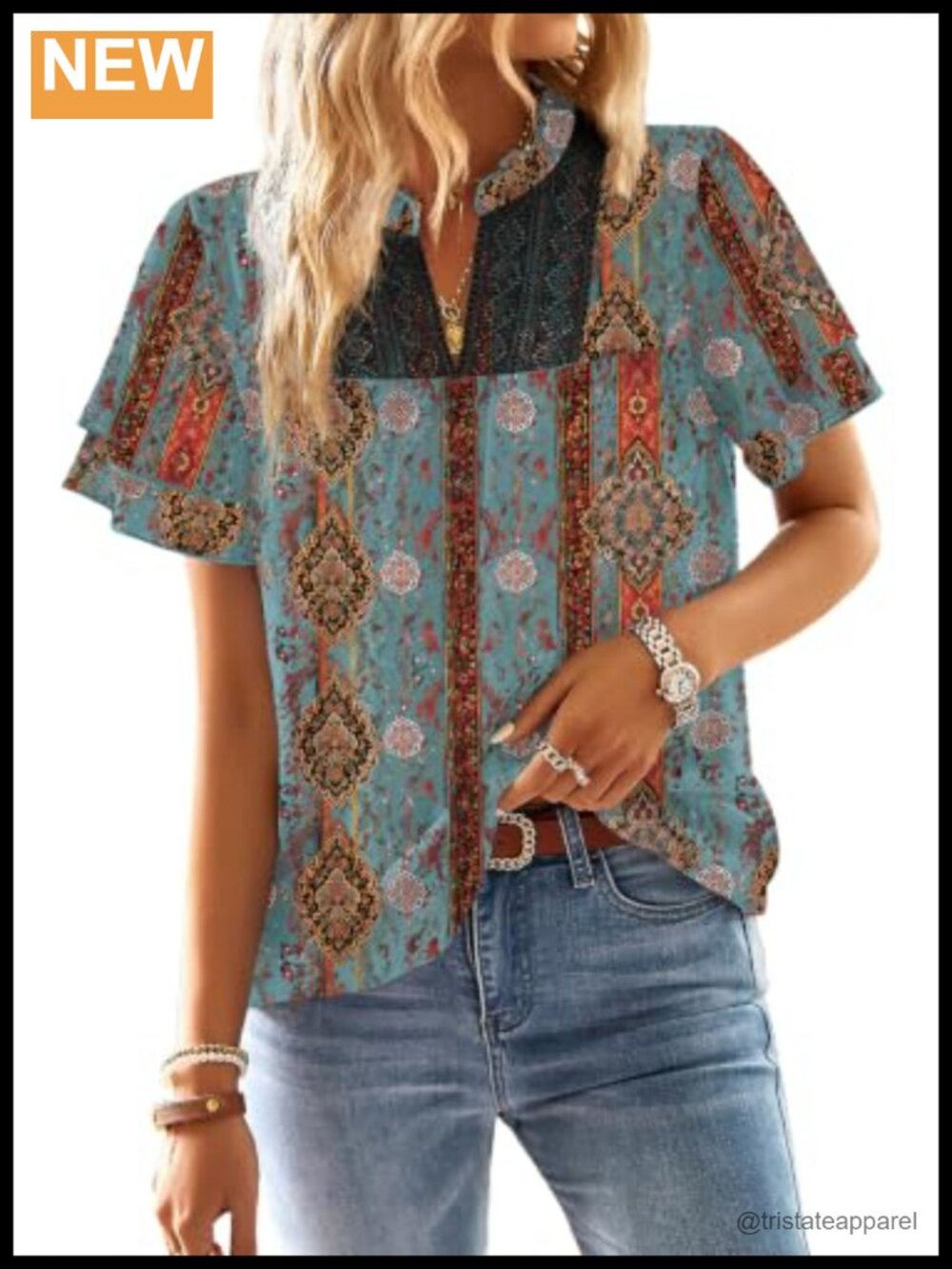Womens Boho Flowy Blouse Crochet Lace Short Sleeve V-Neck Casual Top